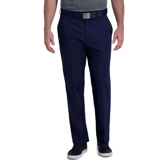 Men's Haggar® Cool Right® Performance Flex Classic-Fit Flat-Front Pants, Blue - Picture 1 of 2
